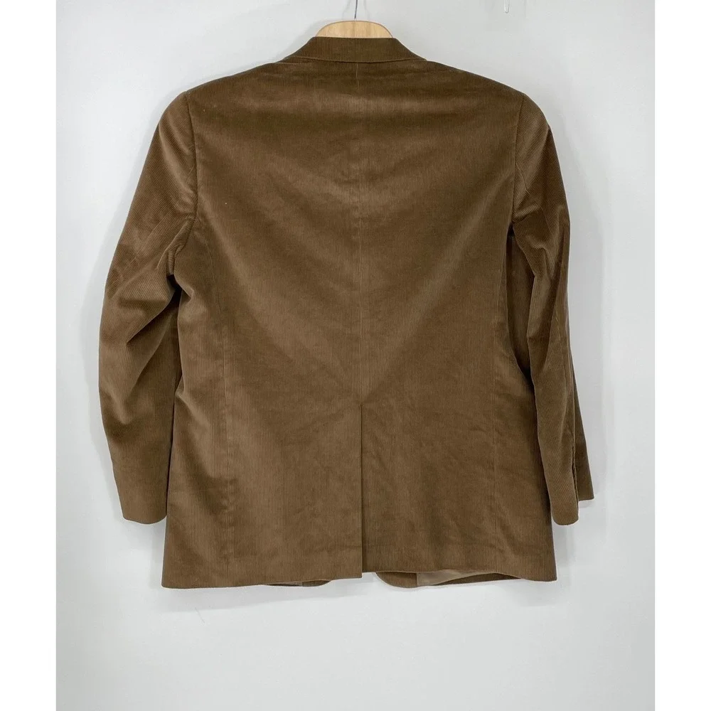 Saddlebred Mens Blazer‎ 46L Corduroy Tan Brown Two Button Sport Coat Preppy